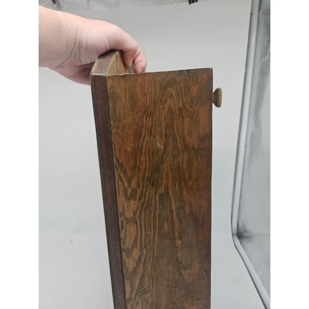 Vintage Wall Mounted Wooden Recipe Box w Fold-out Door